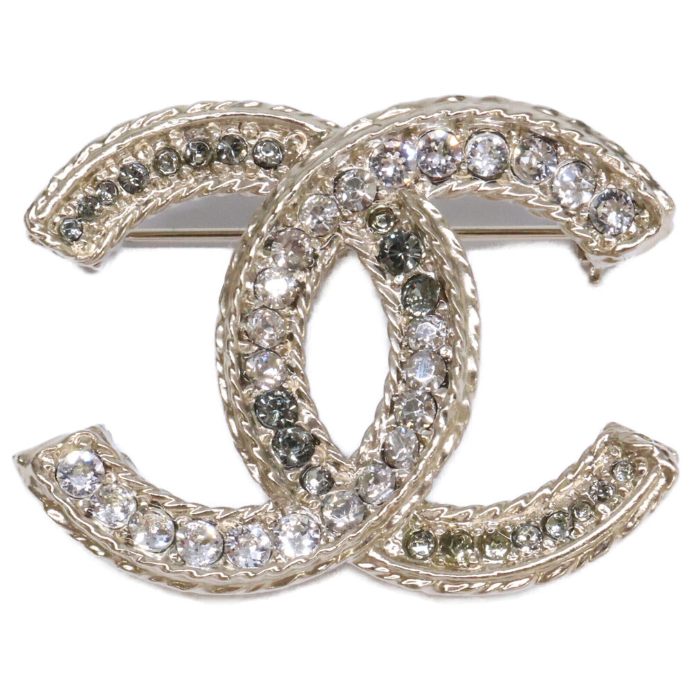 CHANEL Gold Logo Brooch
